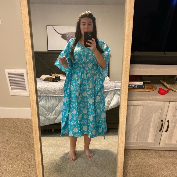 turquoise blue caftan dress - Picture 5 of 5